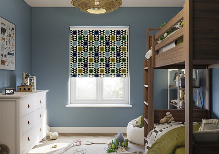 Orla Kiely Spot Flower Stem, Blue & Green - Roller Blind - Image 3